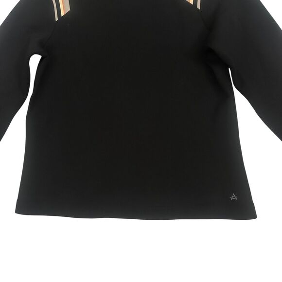 Aether Pullover Sweater Womens M Black Stripe Shoulder Crewneck Athletic Top - Picture 3 of 10
